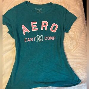 Aeropostale Teal Short-Sleeve Logo Tee with Pink Accents